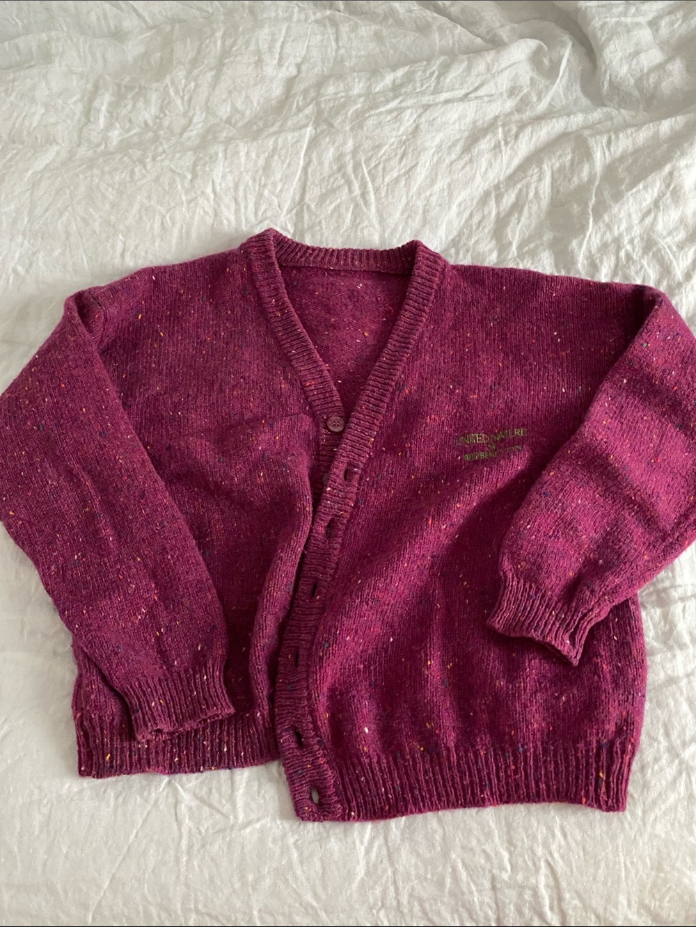Vintage-Inspired Magenta Cardigan Sweater